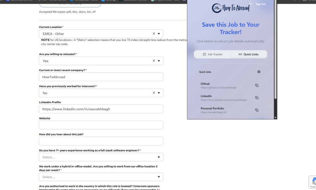 Usability of quick links